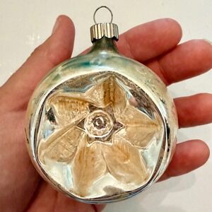 Vintage Mercury Glass Christmas Ornament Reflector Star Silver German 3 Inch